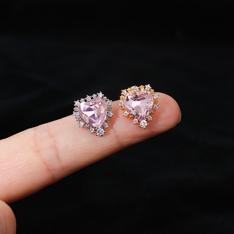 Fashion Heart Shape Butterfly Stainless Steel Inlay Zircon Ear Studs 1 Piece display picture 5