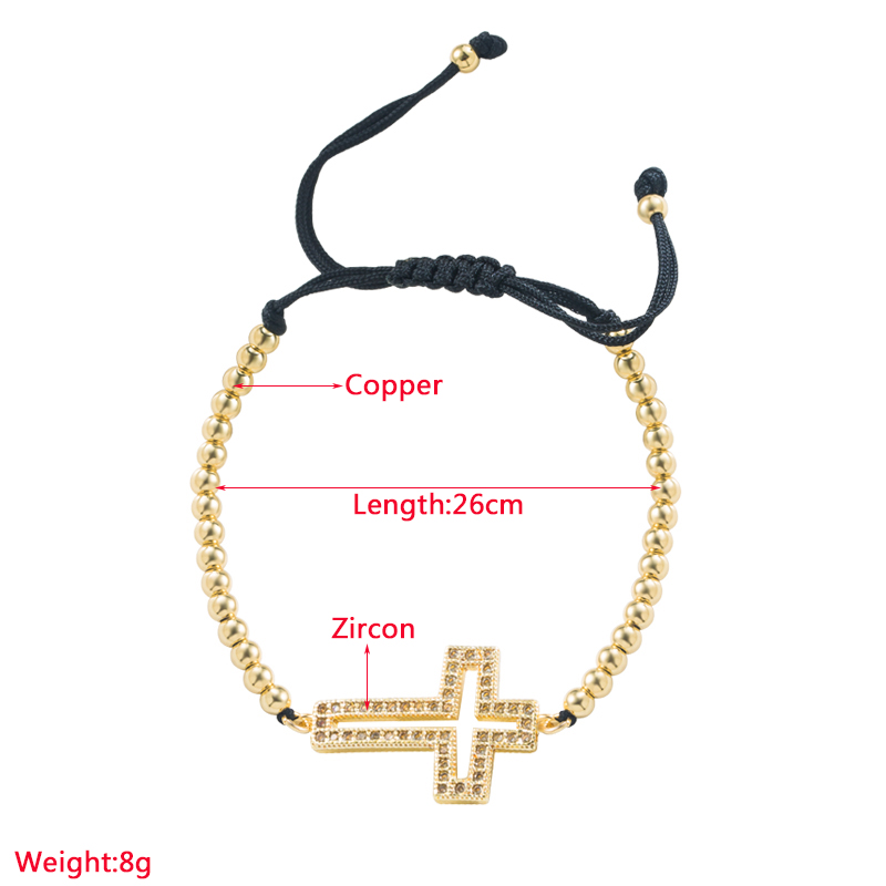 Fashion Cross Heart Shape Copper Bracelets Plating Inlay Zircon Copper Bracelets 1 Piece display picture 1