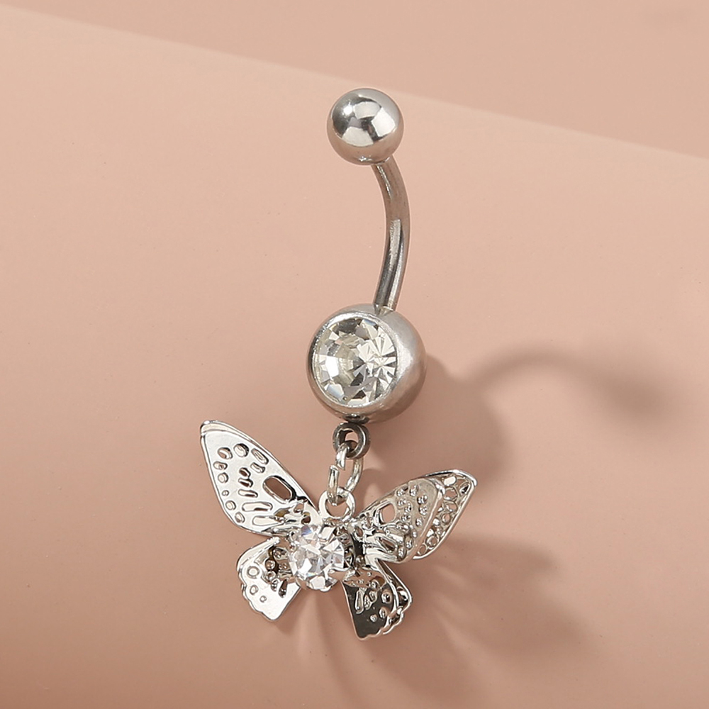 Fashion Butterfly Shell Snowflake Stainless Steel Grommet Eyelet Rhinestones Belly Ring 1 Piece display picture 8
