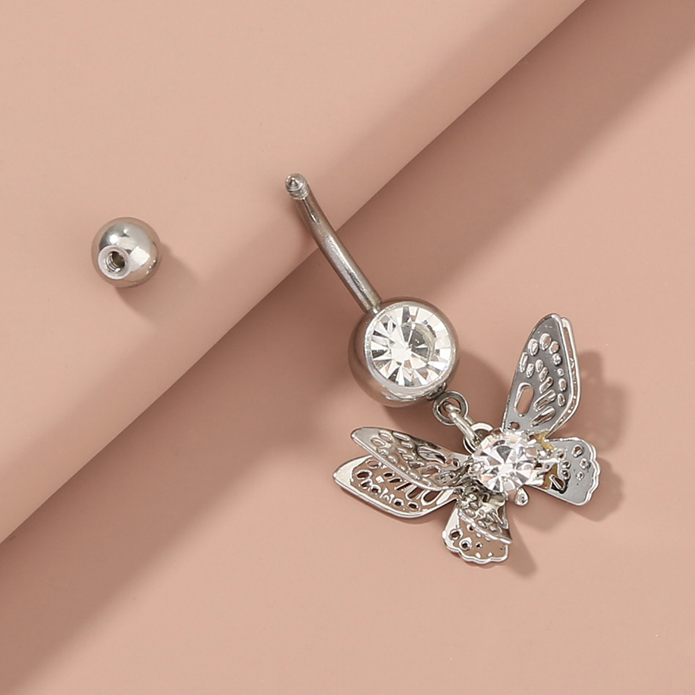 Fashion Butterfly Shell Snowflake Stainless Steel Grommet Eyelet Rhinestones Belly Ring 1 Piece display picture 9