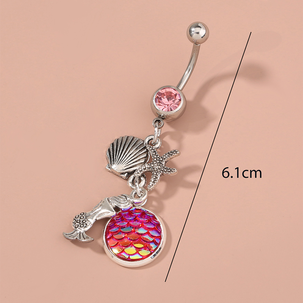 Fashion Butterfly Shell Snowflake Stainless Steel Grommet Eyelet Rhinestones Belly Ring 1 Piece display picture 18
