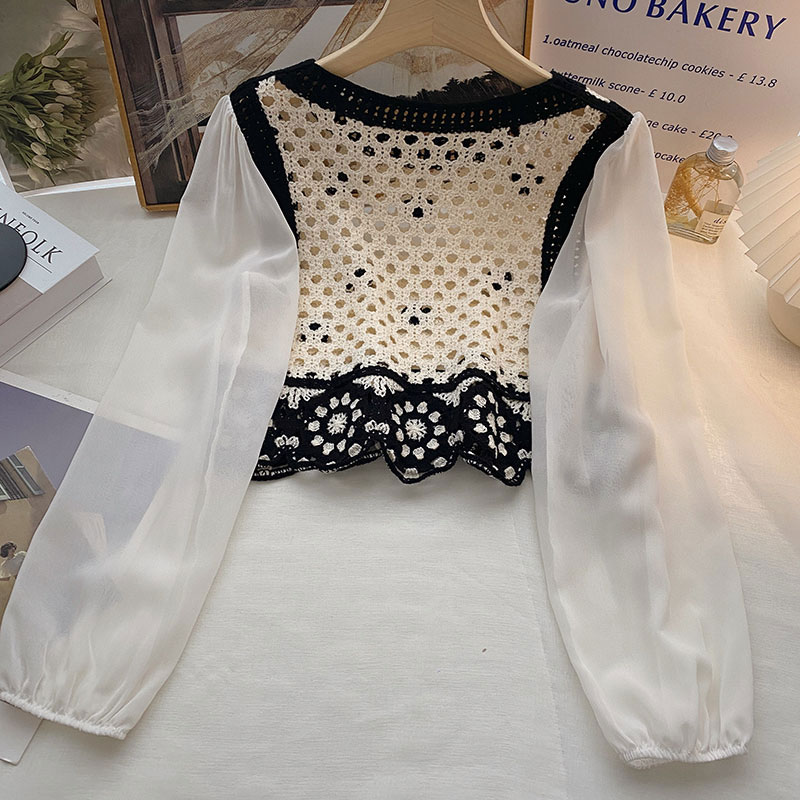 Women's Blouse Long Sleeve Blouses Fashion Color Block Flower display picture 2