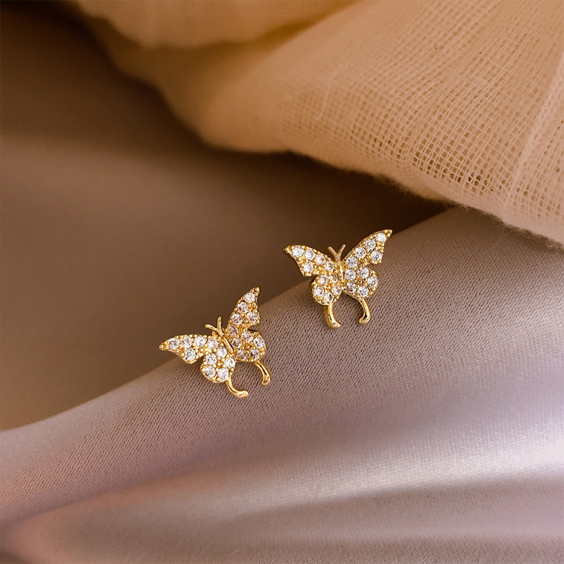 Simple Style Butterfly Alloy Inlay Rhinestones Ear Clips Ear Studs display picture 10