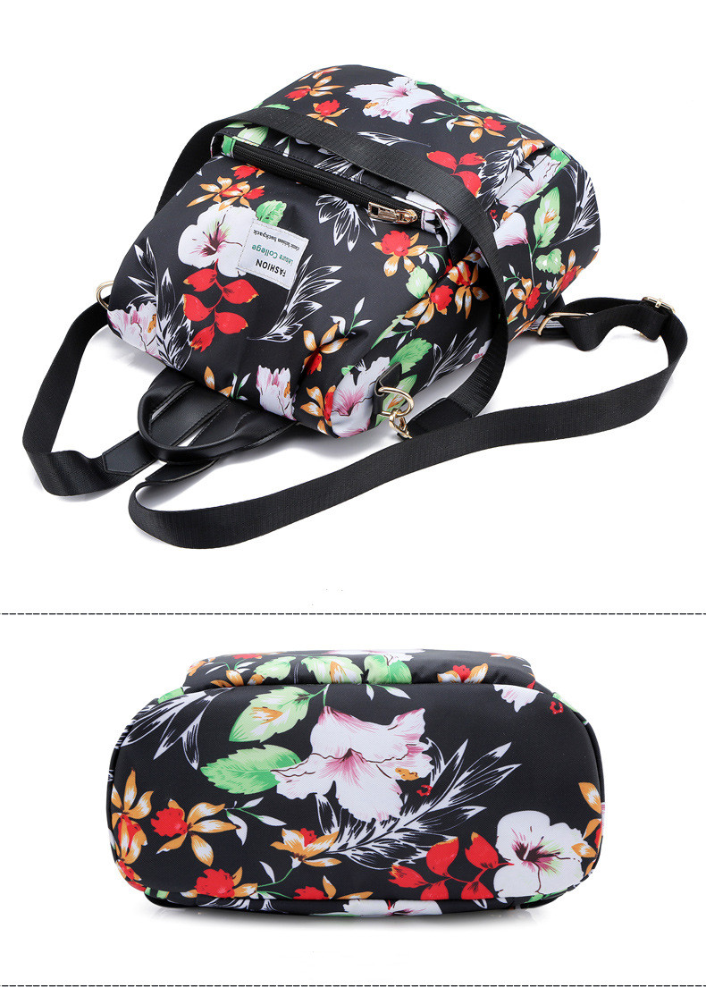 Women's Medium All Seasons Nylon Floral Fashion Square Zipper Functional Backpack display picture 3