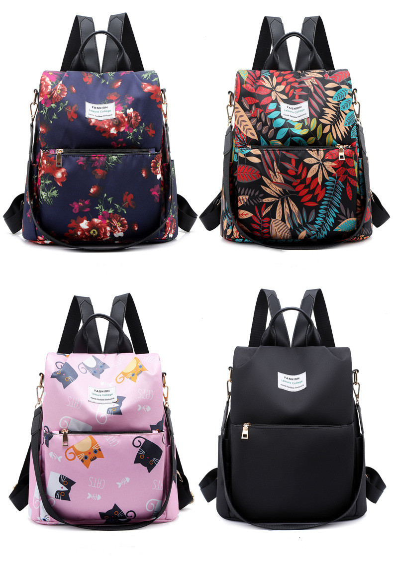 Women's Medium All Seasons Nylon Floral Fashion Square Zipper Functional Backpack display picture 5