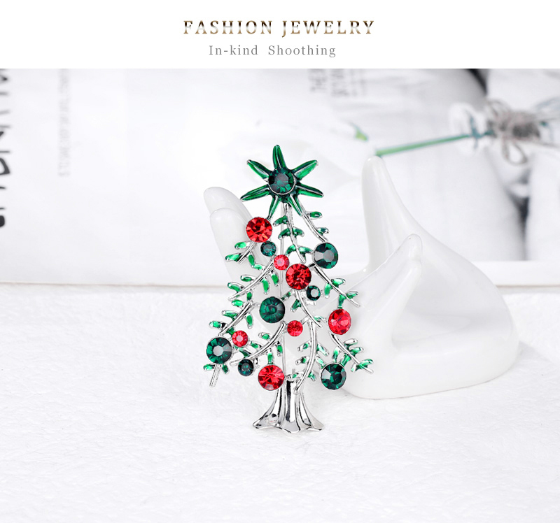Fashion Christmas Tree Alloy Inlay Artificial Diamond Brooches display picture 2