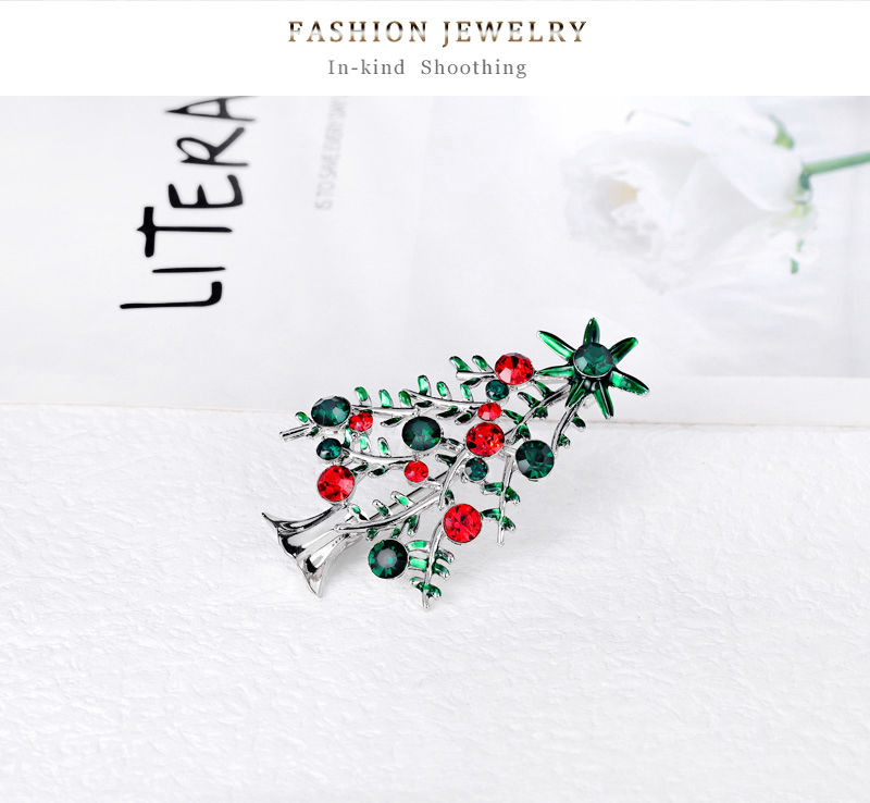 Fashion Christmas Tree Alloy Inlay Artificial Diamond Brooches display picture 4