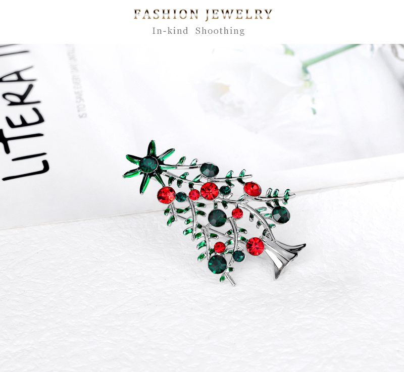 Fashion Christmas Tree Alloy Inlay Artificial Diamond Brooches display picture 6