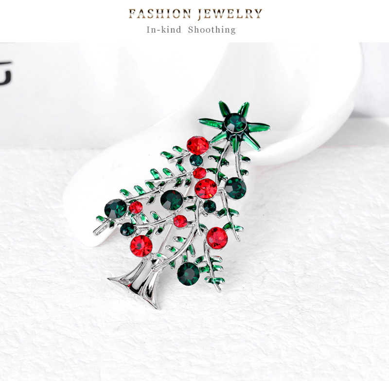 Fashion Christmas Tree Alloy Inlay Artificial Diamond Brooches display picture 5