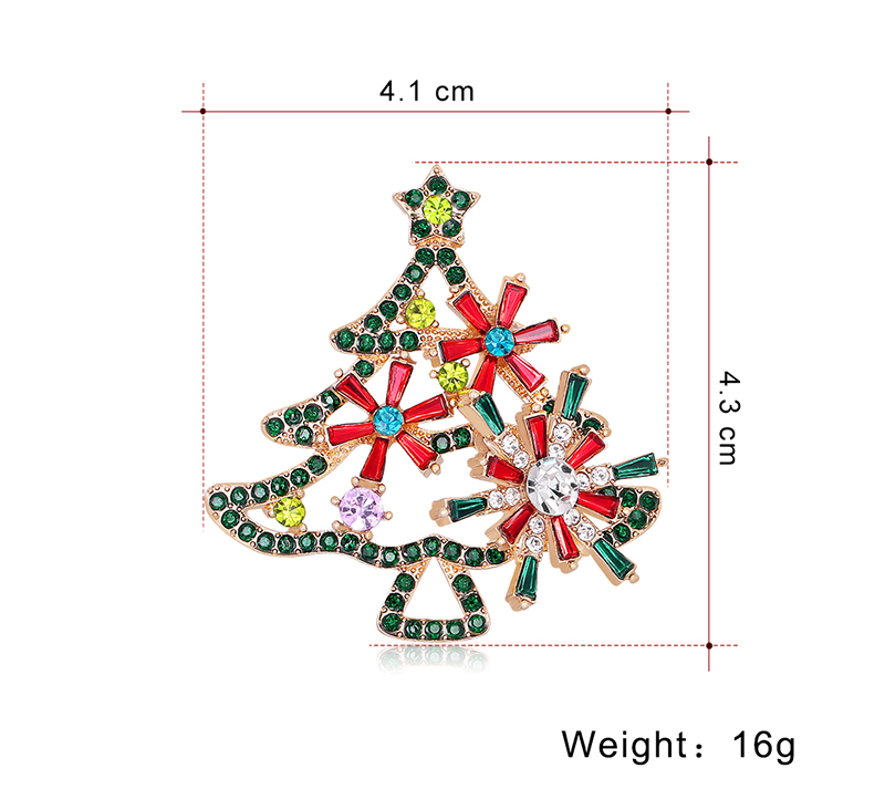 Fashion Christmas Tree Alloy Inlay Artificial Gemstones Brooches display picture 3