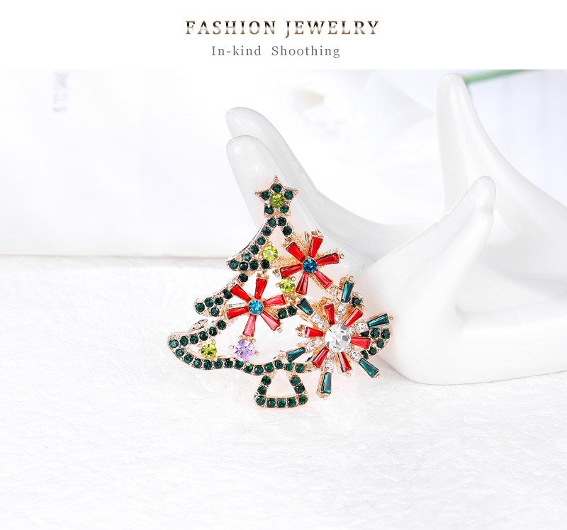 Fashion Christmas Tree Alloy Inlay Artificial Gemstones Brooches display picture 1