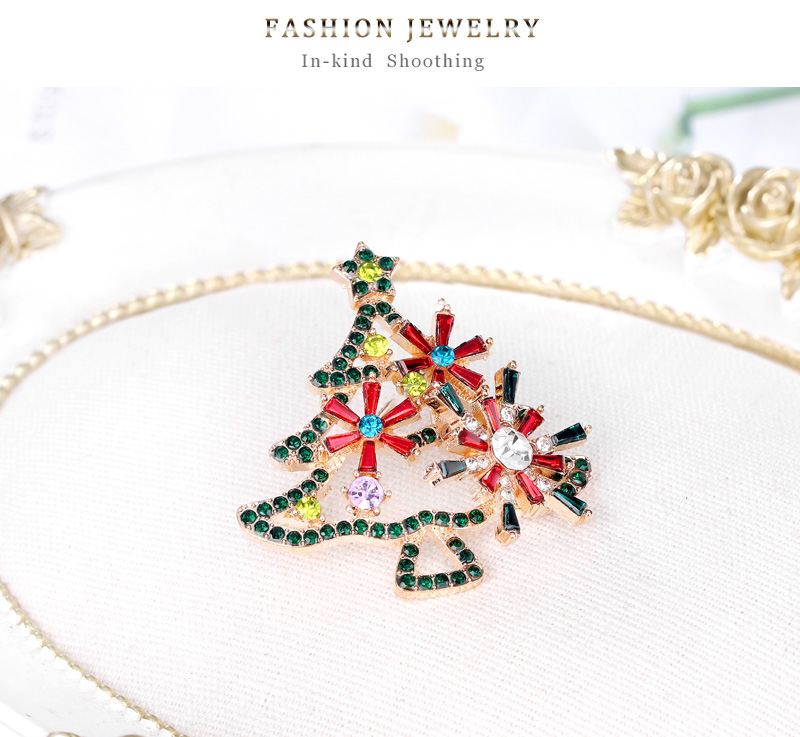 Fashion Christmas Tree Alloy Inlay Artificial Gemstones Brooches display picture 4