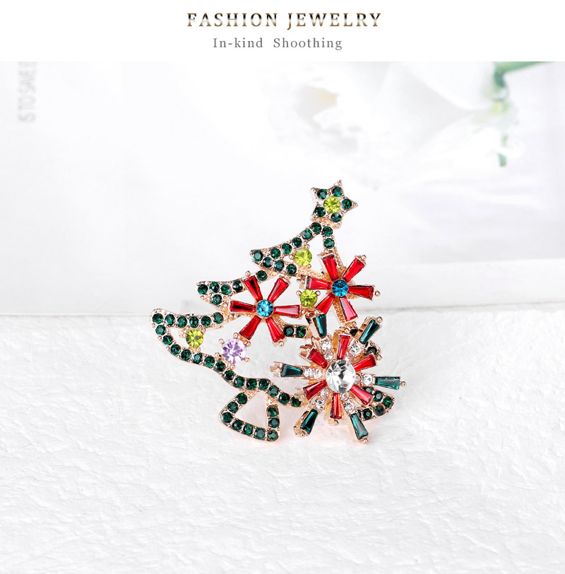 Fashion Christmas Tree Alloy Inlay Artificial Gemstones Brooches display picture 7