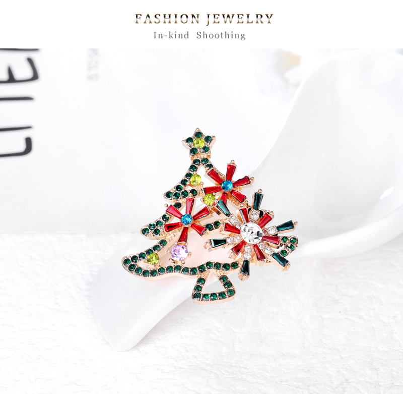 Fashion Christmas Tree Alloy Inlay Artificial Gemstones Brooches display picture 8