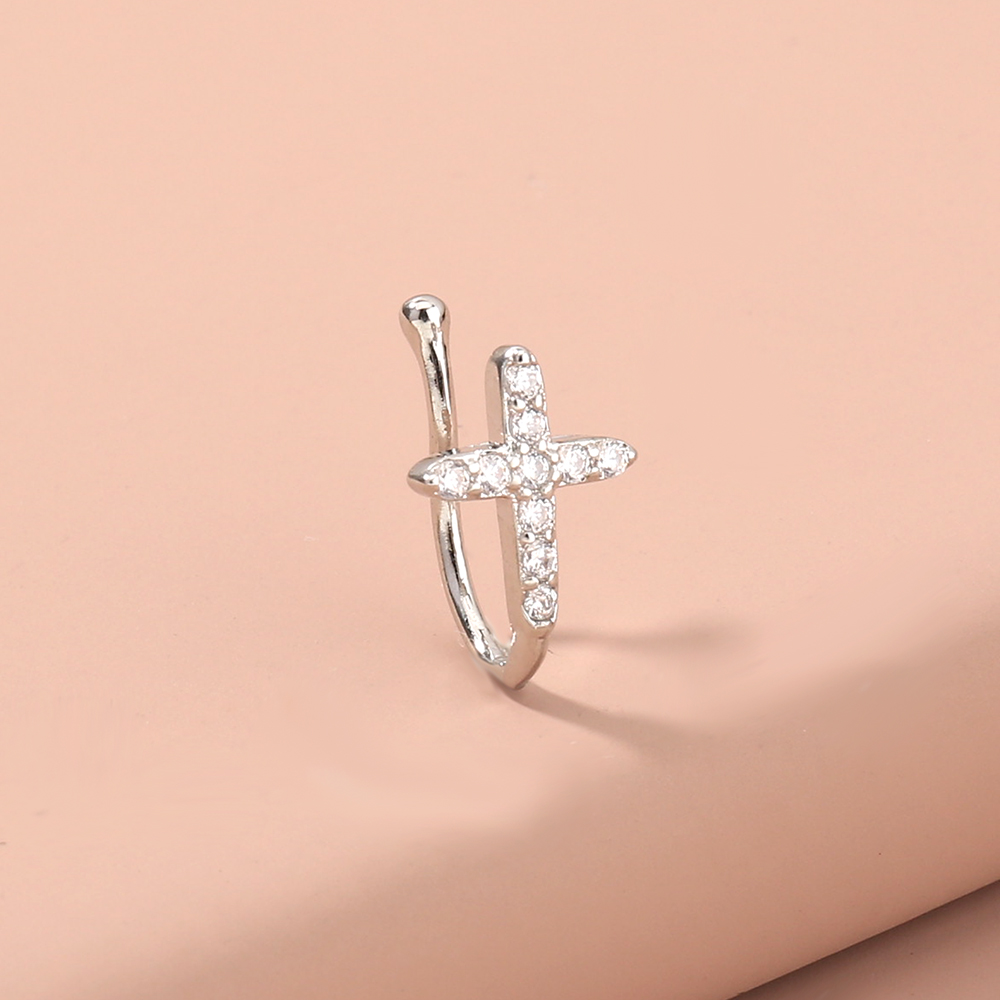 Cool Style C Shape Water Droplets Alloy Inlay Zircon Nose Ring display picture 5