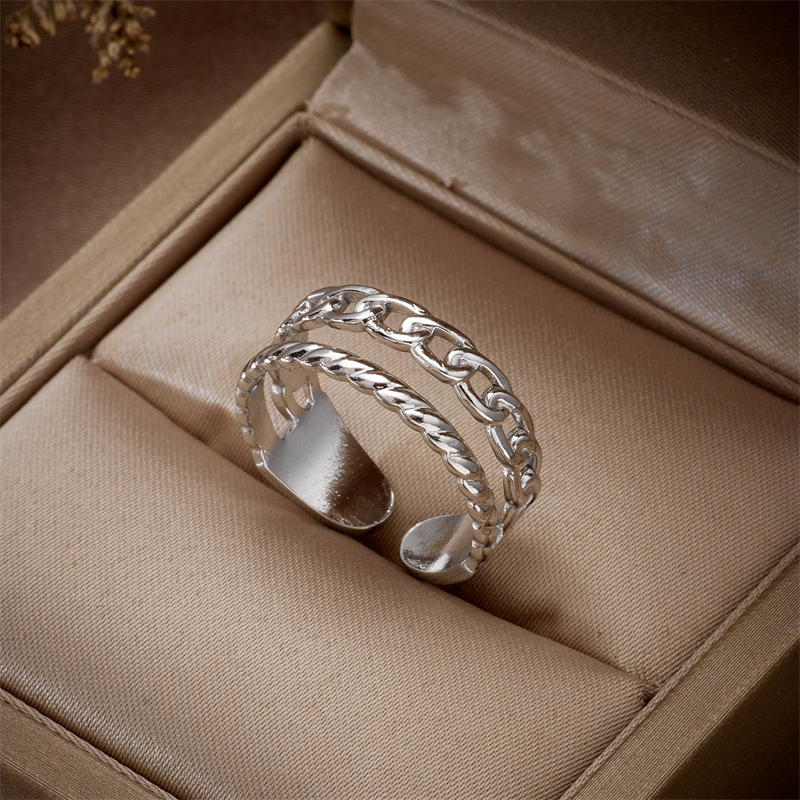 Simple Style Solid Color Titanium Steel Open Ring Copper Rings display picture 6
