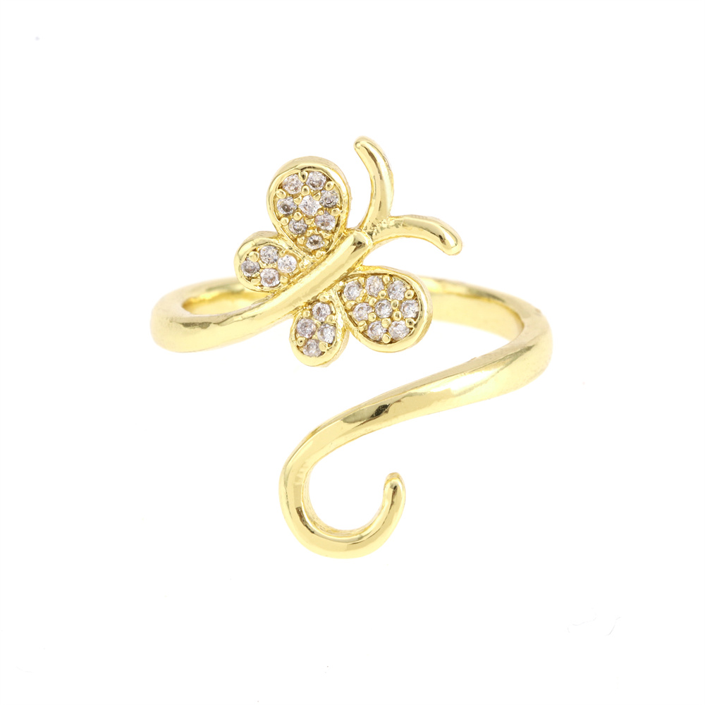 Fashion Butterfly Copper Open Ring Gold Plated Zircon Copper Rings display picture 4