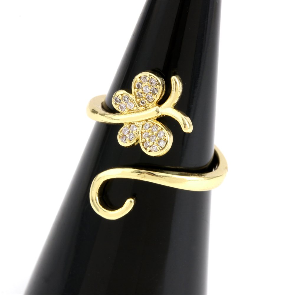 Fashion Butterfly Copper Open Ring Gold Plated Zircon Copper Rings display picture 6