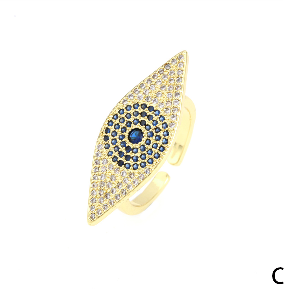 Simple Style Eye Copper Open Ring Gold Plated Zircon Copper Rings display picture 8