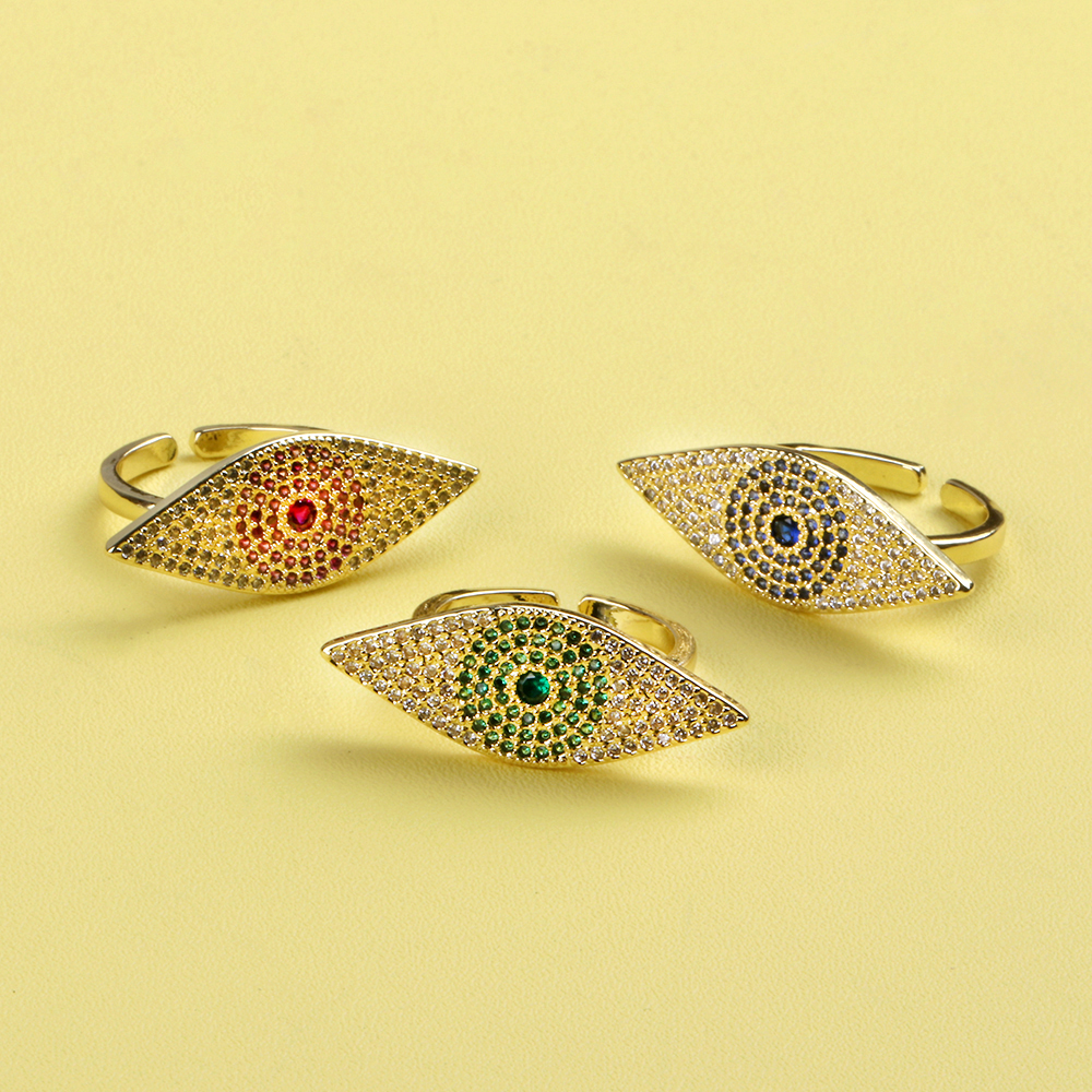 Simple Style Eye Copper Open Ring Gold Plated Zircon Copper Rings display picture 11