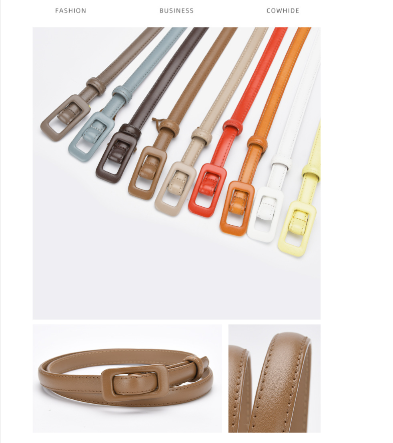 Fashion Rectangle Leather Metal Button Belt display picture 5