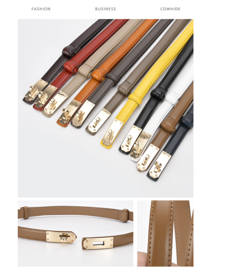 Fashion Rectangle Leather Metal Button Belt display picture 5