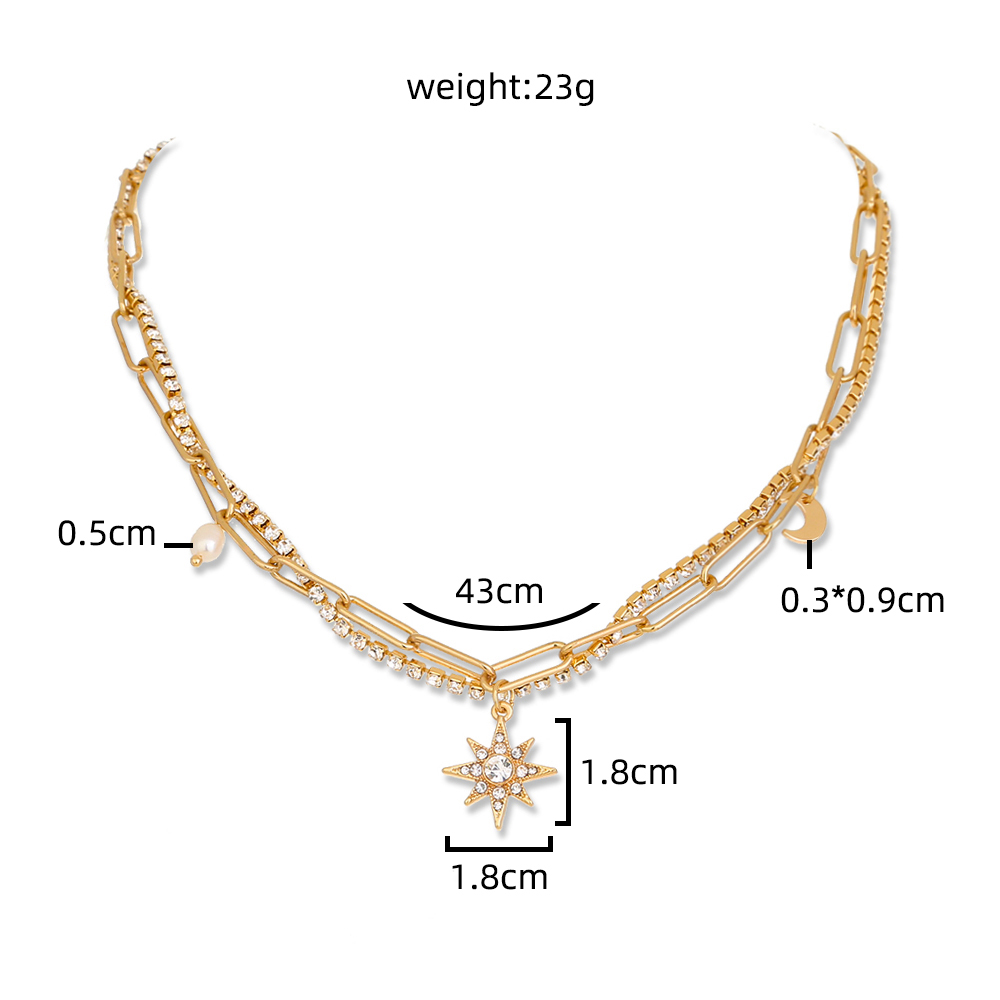 Fashion Geometric Star Copper Plating Zircon Layered Necklaces 1 Piece display picture 5