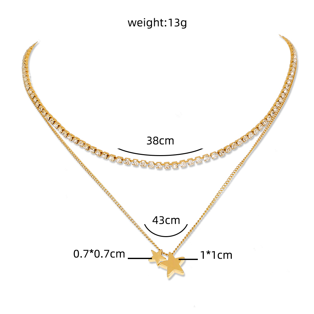 Fashion Geometric Star Copper Plating Zircon Layered Necklaces 1 Piece display picture 21