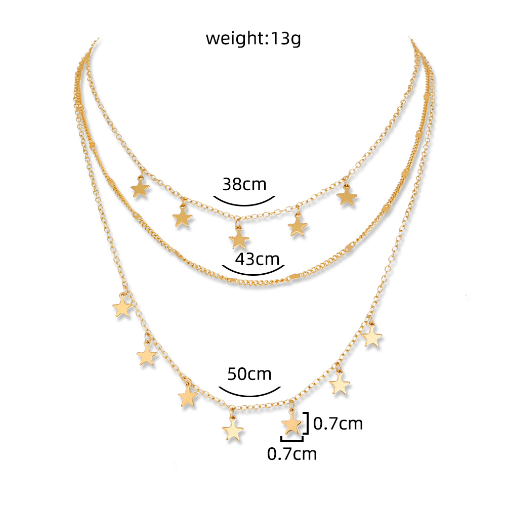 Fashion Geometric Star Copper Plating Zircon Layered Necklaces 1 Piece display picture 30