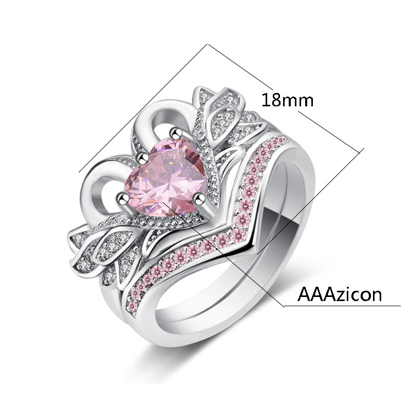 Retro Fashion Heart Shape Crown Alloy Inlay Zircon Rings display picture 2