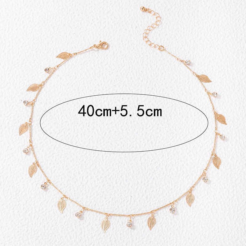 Simple Style Leaves Alloy Rhinestones Women's Necklace display picture 1