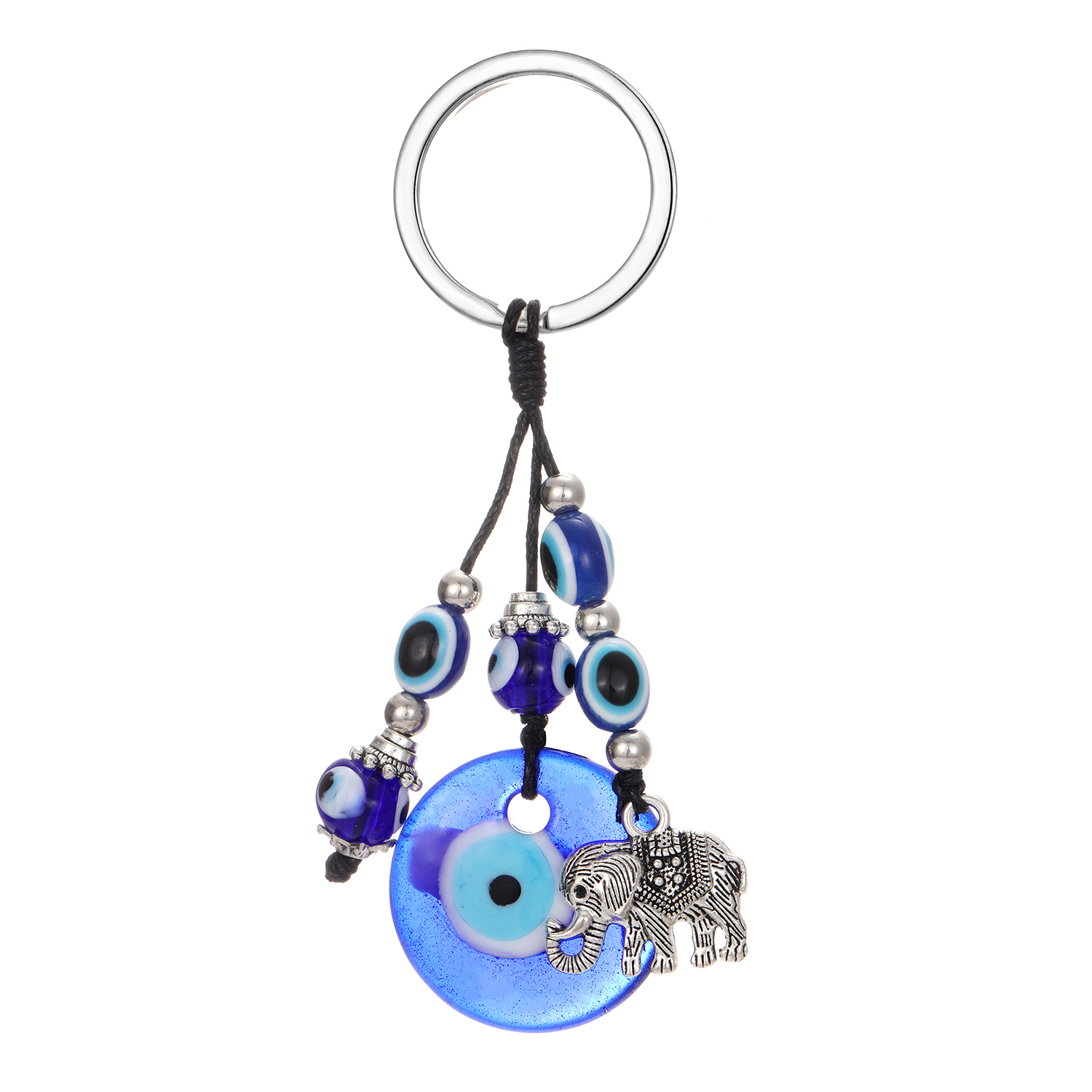 Ethnic Style Devil's Eye Elephant Glass Carving Glass Bead Bag Pendant Keychain 1 Piece display picture 1