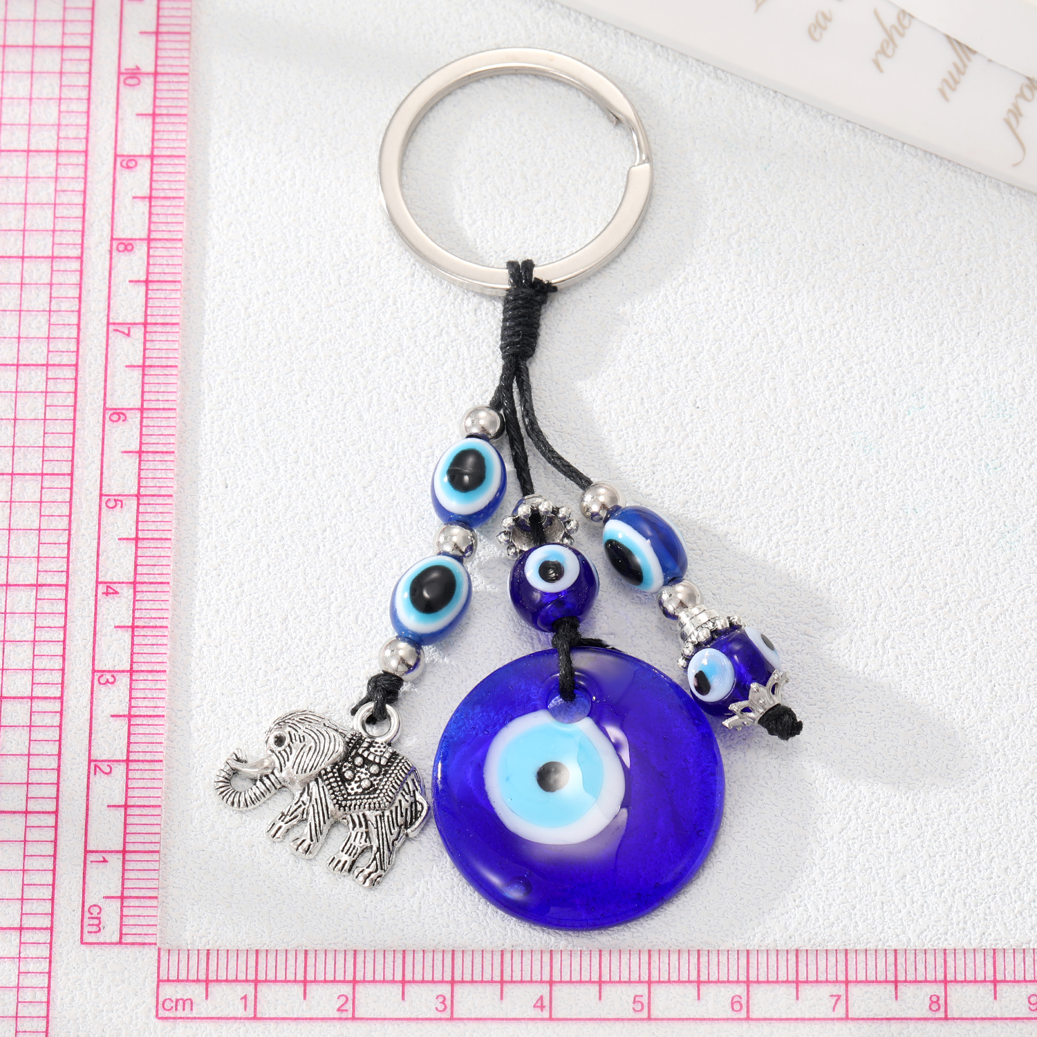 Ethnic Style Devil's Eye Elephant Glass Carving Glass Bead Bag Pendant Keychain 1 Piece display picture 4