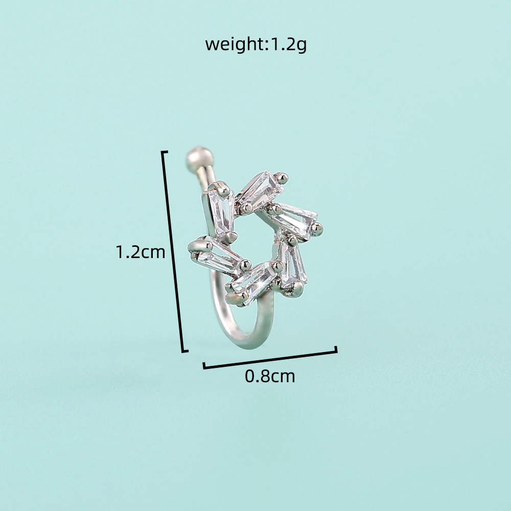Simple Style Crown Flower Butterfly Copper Plating Inlay Zircon Nose Studs 1 Piece display picture 20