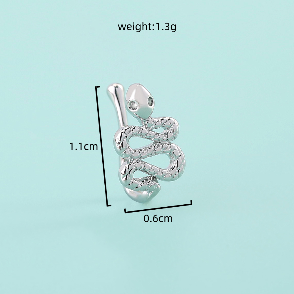 Simple Style Crown Flower Butterfly Copper Plating Inlay Zircon Nose Studs 1 Piece display picture 22