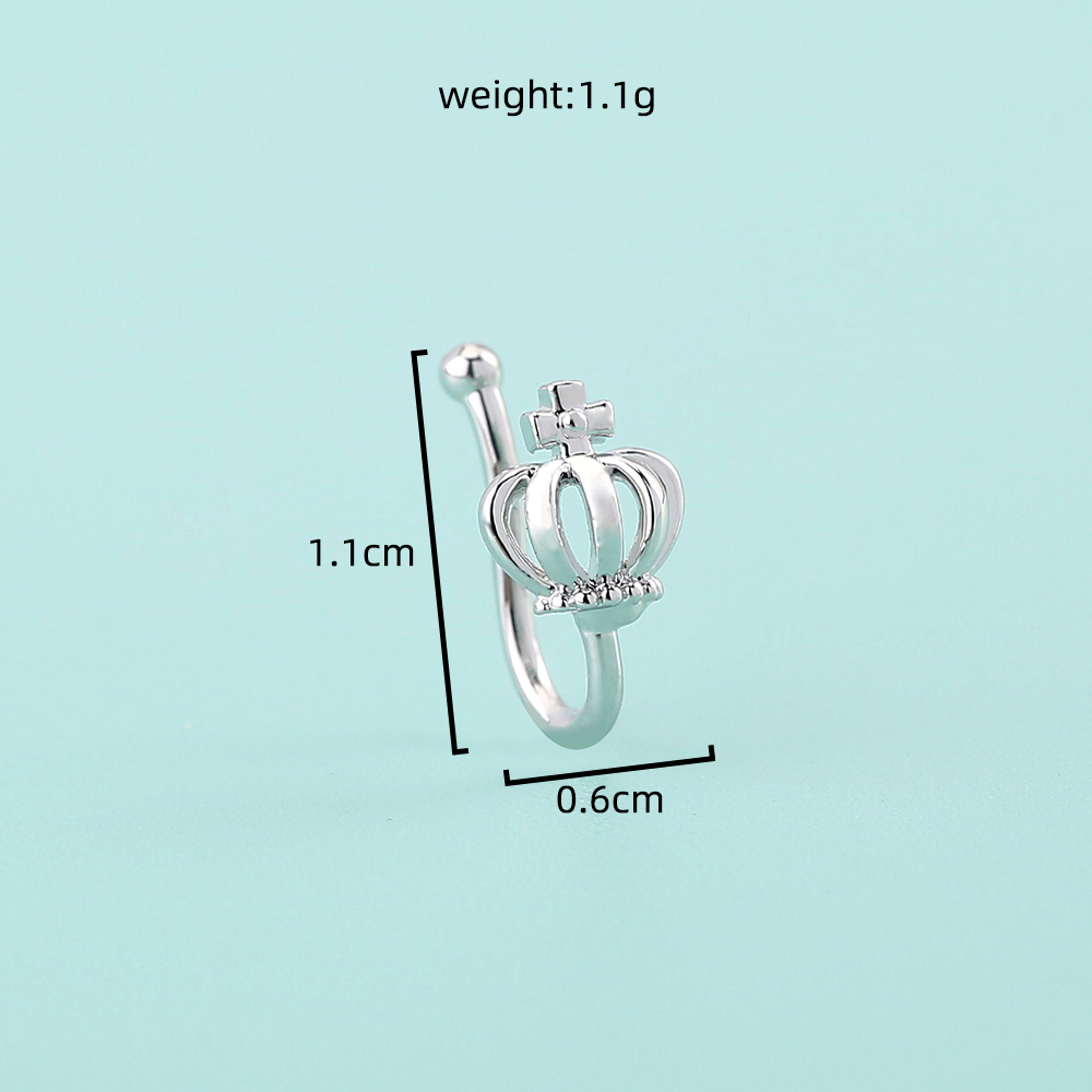Simple Style Crown Flower Butterfly Copper Plating Inlay Zircon Nose Studs 1 Piece display picture 25