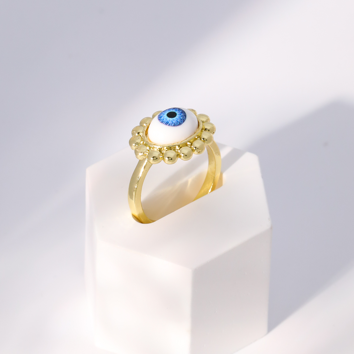 Einfacher Stil Herzform Auge Kupfer Vergoldet Zirkon Offener Ring In Masse display picture 3