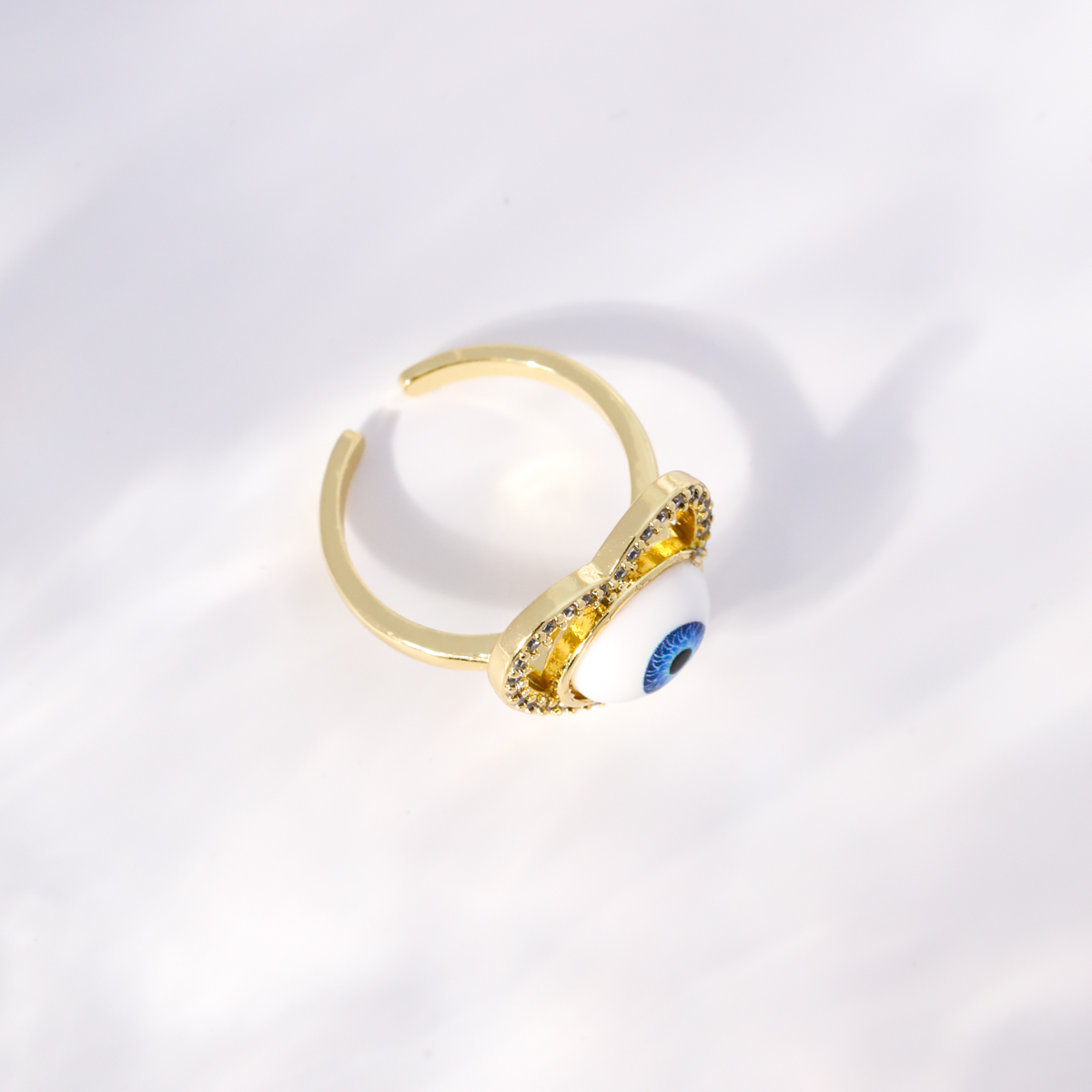 Einfacher Stil Herzform Auge Kupfer Vergoldet Zirkon Offener Ring In Masse display picture 8