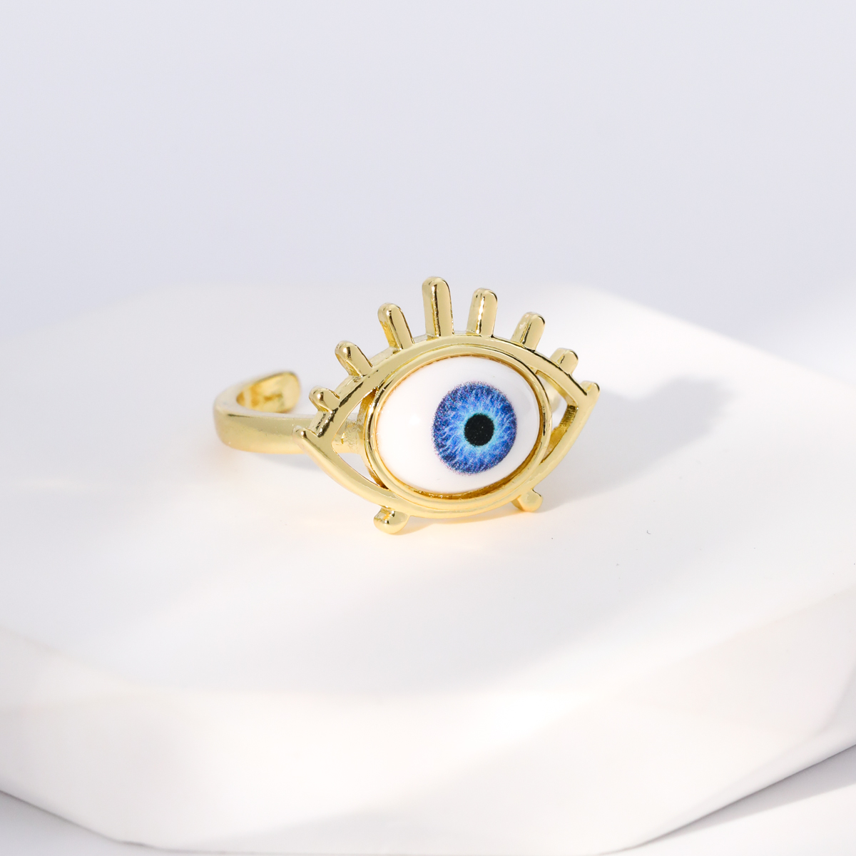 Einfacher Stil Herzform Auge Kupfer Vergoldet Zirkon Offener Ring In Masse display picture 11