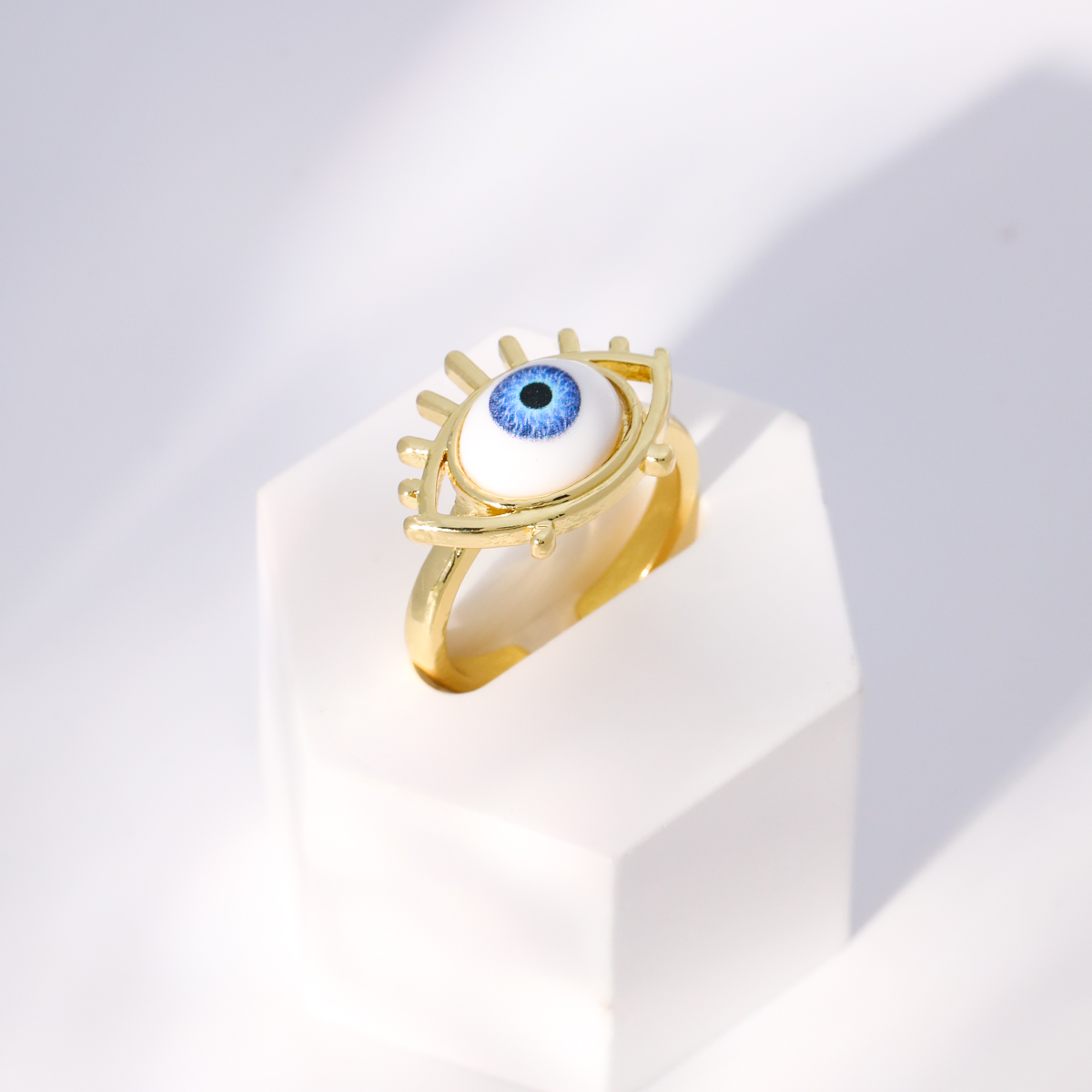 Einfacher Stil Herzform Auge Kupfer Vergoldet Zirkon Offener Ring In Masse display picture 10