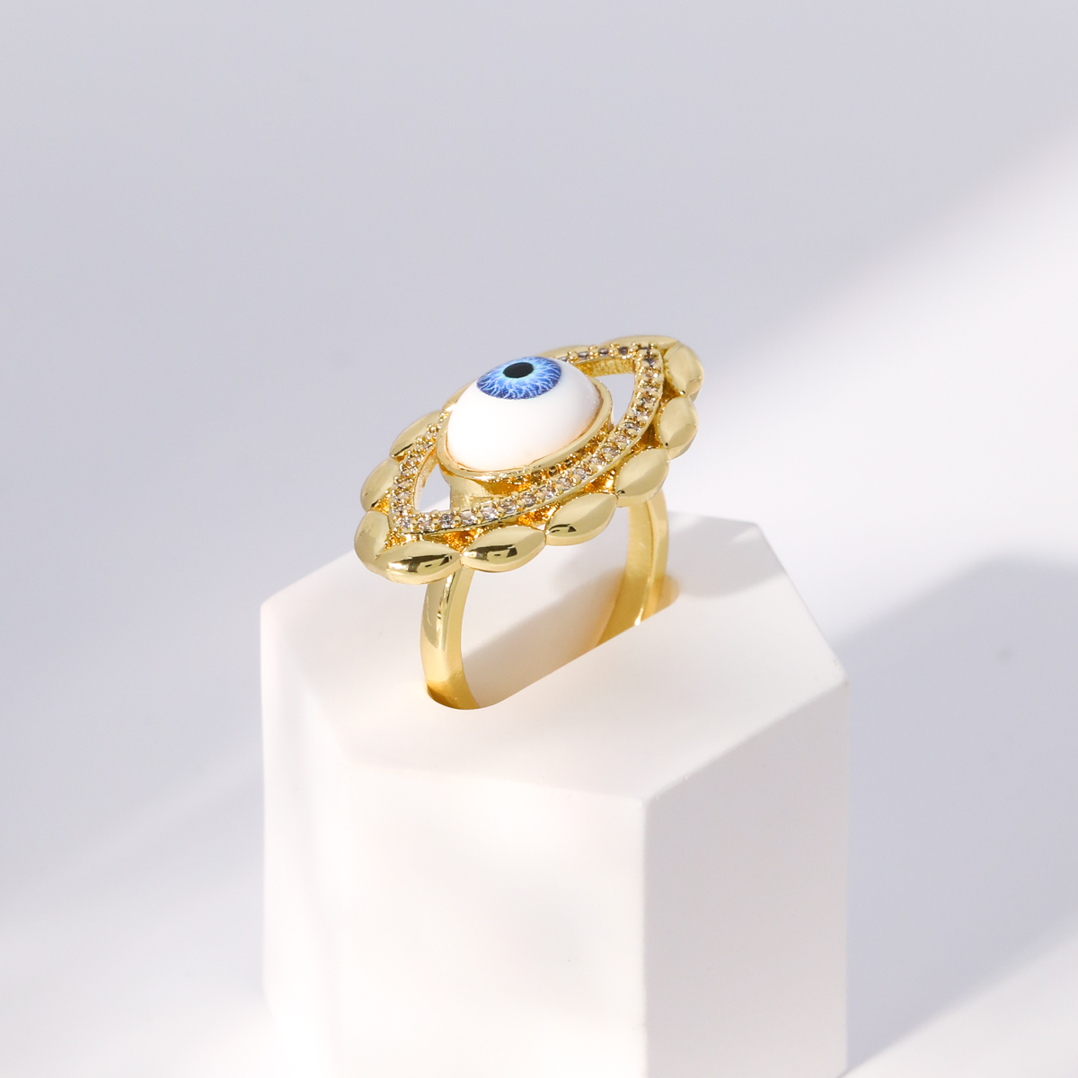 Einfacher Stil Herzform Auge Kupfer Vergoldet Zirkon Offener Ring In Masse display picture 16