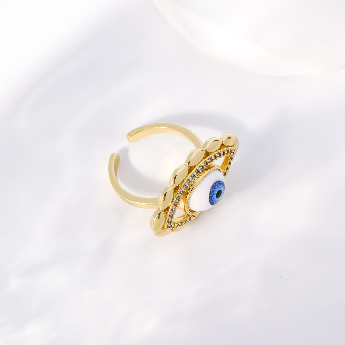 Einfacher Stil Herzform Auge Kupfer Vergoldet Zirkon Offener Ring In Masse display picture 15
