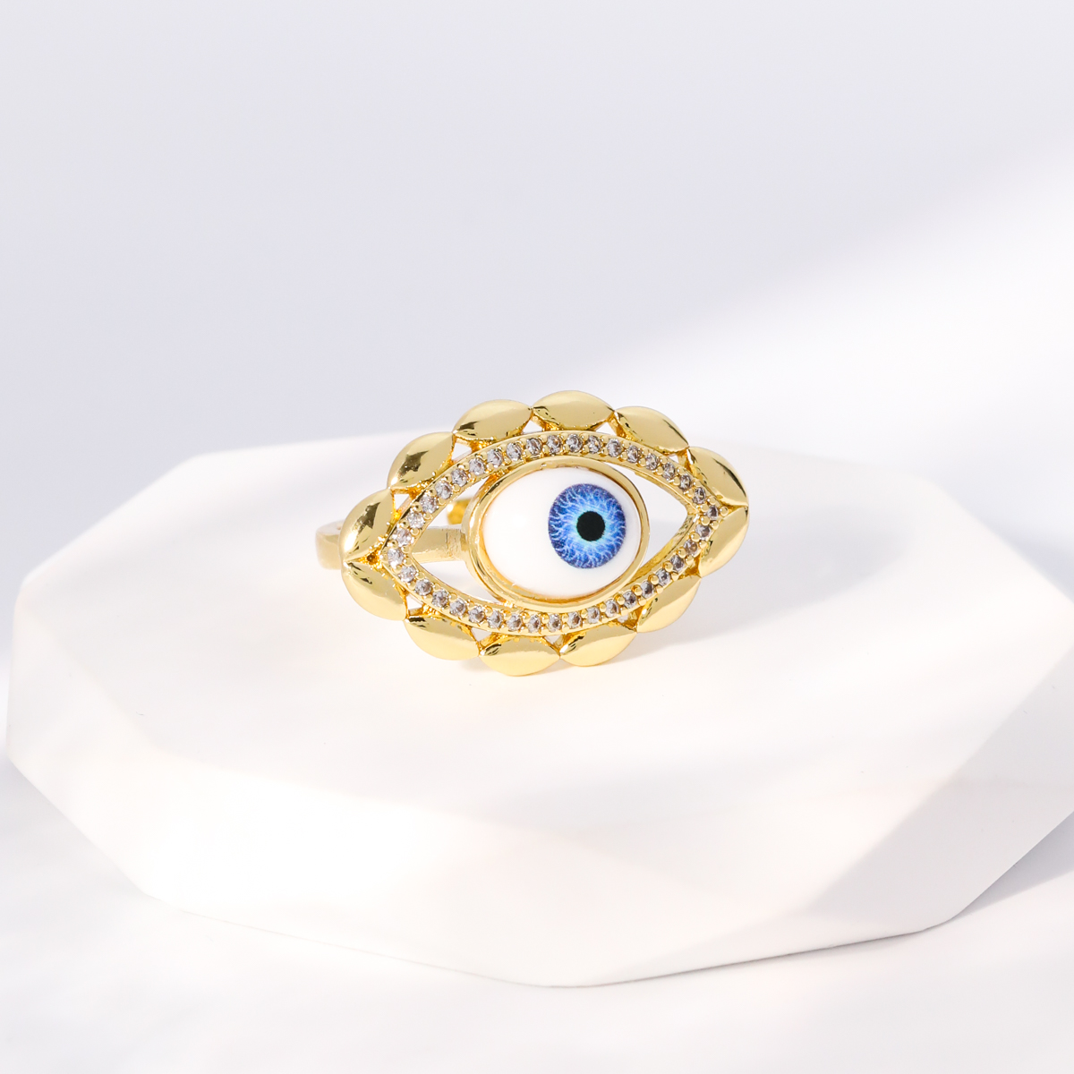 Einfacher Stil Herzform Auge Kupfer Vergoldet Zirkon Offener Ring In Masse display picture 14