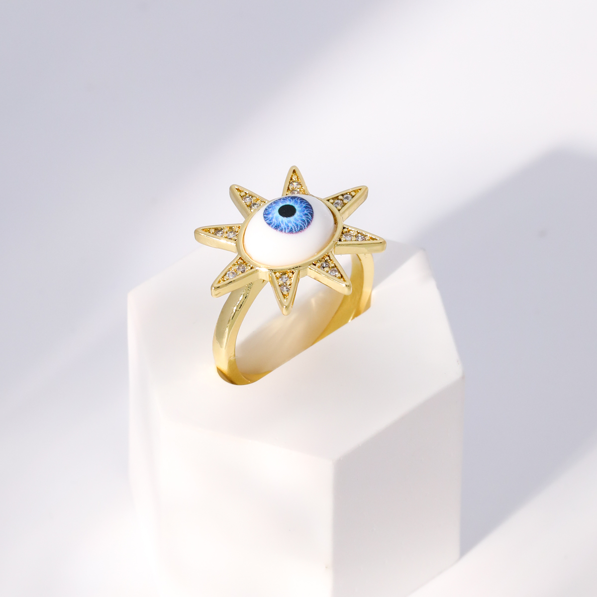 Einfacher Stil Herzform Auge Kupfer Vergoldet Zirkon Offener Ring In Masse display picture 19