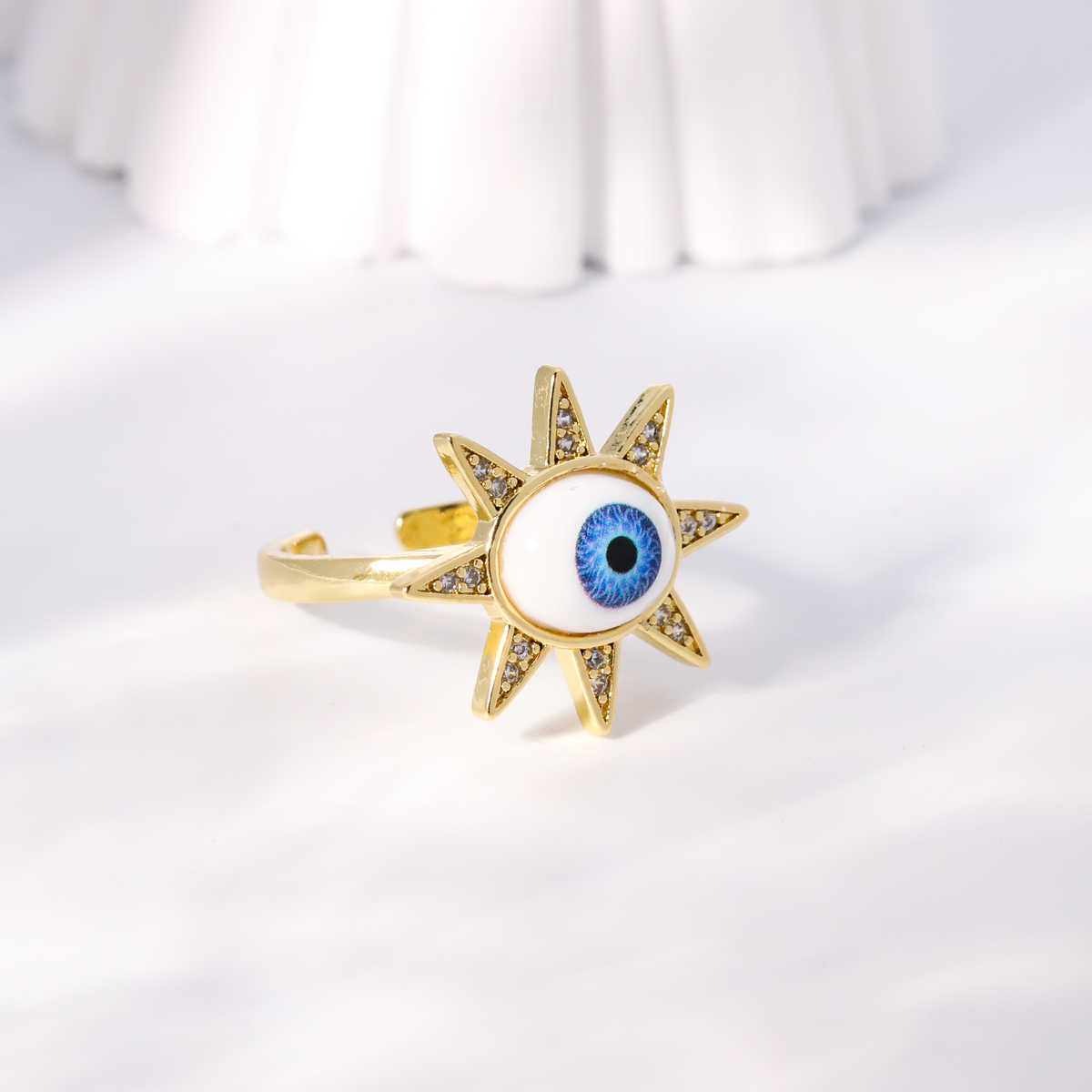 Einfacher Stil Herzform Auge Kupfer Vergoldet Zirkon Offener Ring In Masse display picture 18