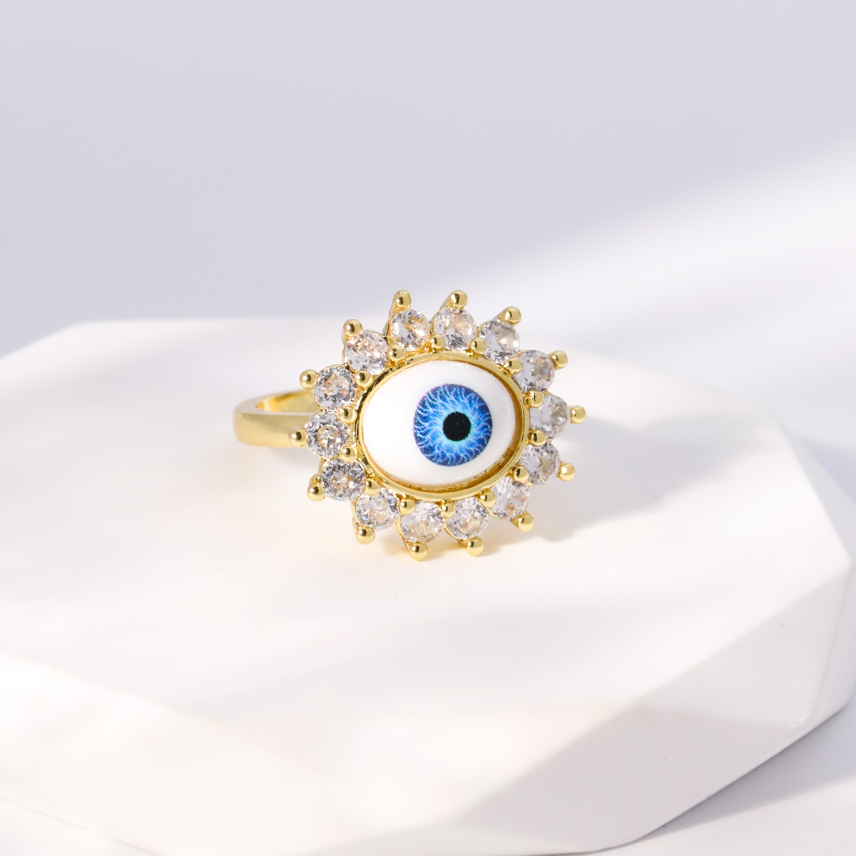 Einfacher Stil Herzform Auge Kupfer Vergoldet Zirkon Offener Ring In Masse display picture 22