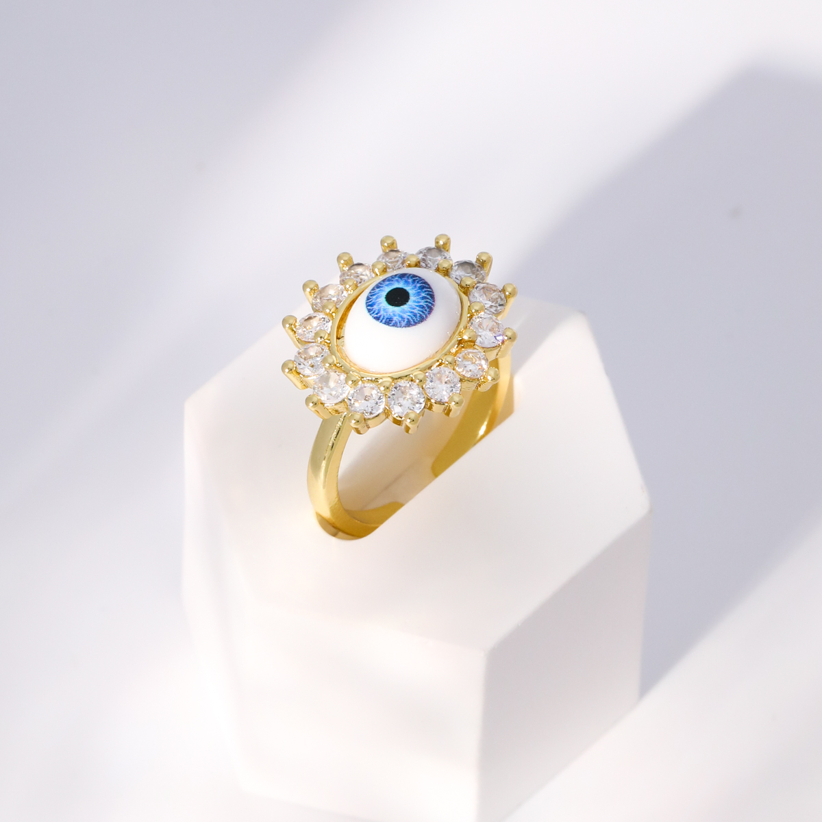 Einfacher Stil Herzform Auge Kupfer Vergoldet Zirkon Offener Ring In Masse display picture 23