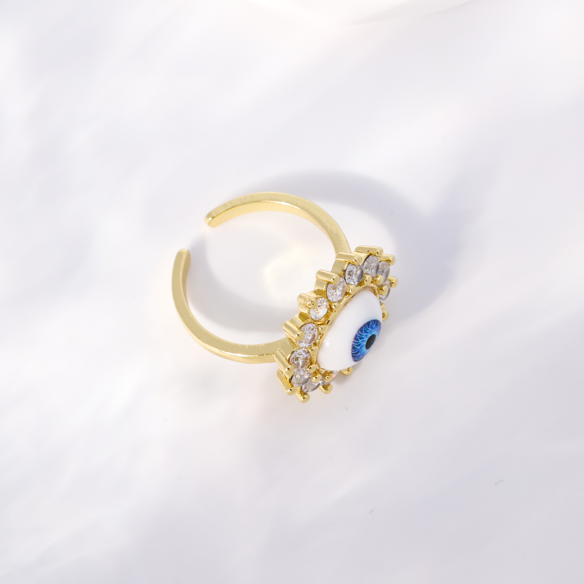 Einfacher Stil Herzform Auge Kupfer Vergoldet Zirkon Offener Ring In Masse display picture 25