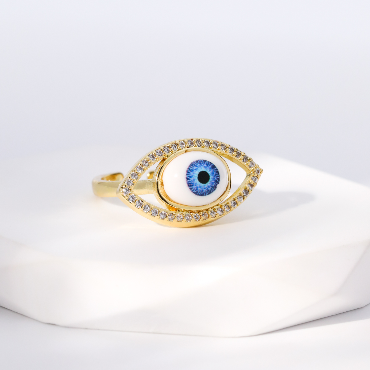Einfacher Stil Herzform Auge Kupfer Vergoldet Zirkon Offener Ring In Masse display picture 28