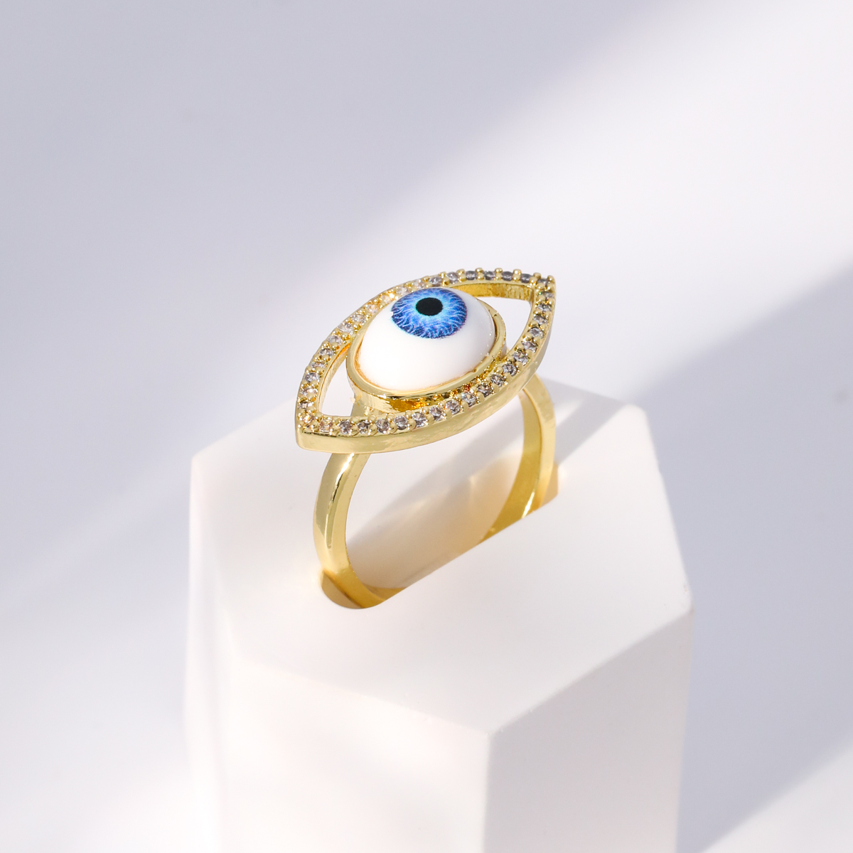 Einfacher Stil Herzform Auge Kupfer Vergoldet Zirkon Offener Ring In Masse display picture 26